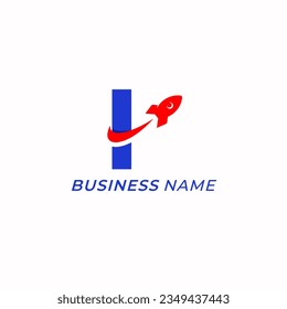 design logo creative rocket and letter I