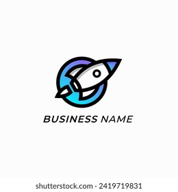 design logo creative rocket ship and circle
