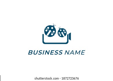 design logo creative roll movie and bug