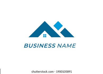 design logo creative roof and letter M