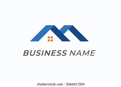 design logo creative roof and letter M