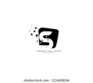 Design Logo Creative S Letter Modern Abstract Shape Dots Black Monogram