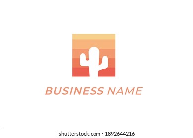 design logo creative silhouette cactus plant