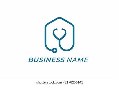 design logo creative stethoscope and home clinic