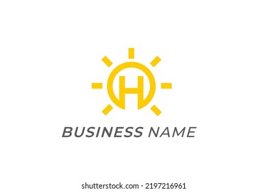 design logo creative sun and letter H