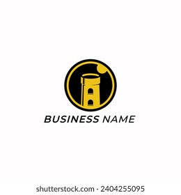 logotipo de diseño torre creativa y cámara de objetivos