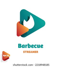Logo de diseño triángulo creativo y barbacoa