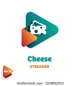 Design logo creative triangle and cat cheese