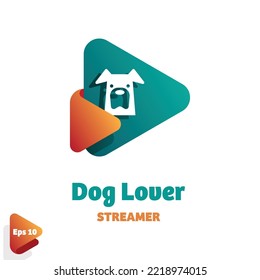 Logo de diseño triángulo creativo y cabeza de perro