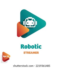 Logotipo de diseño triángulo creativo y robótico