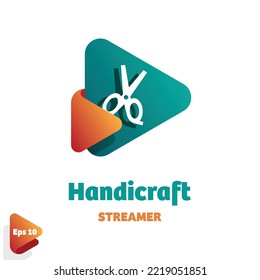 Design logo creative triangle and scissors