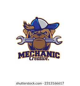 design logo dog mechanic vector illustration