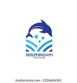design logo dolphin with water silhouette style vector illustration