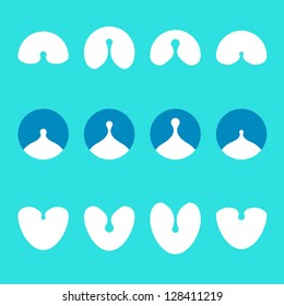 Design logo element. Abstract milk, water drops,throat vector icon template set.