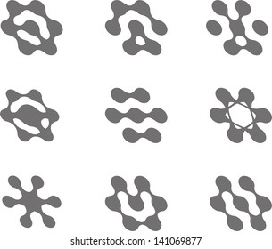 Design logo element. Abstract water molecule vector template set. Computer science and engineering concept icons.