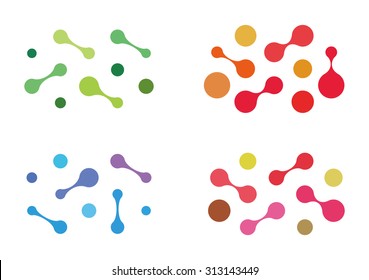 Design logo element. Abstract water molecule vector template set. Computer science and engineering concept icons.