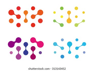 Design logo element. Abstract water molecule vector template set. Computer science and engineering concept icons.