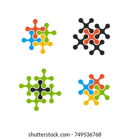 Design logo element. Affiliate marketing, connection, team work and molecules  icons. Template for your project. Vector illustration.