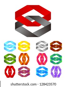 Design logo element. Infinite cross ribbon vector design icon template. Abstract loop mark sets. You can use in the team concept.