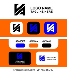 Design logo elements with black color examples. VA letter logo