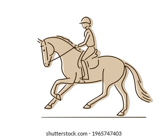 Design logo equestrian dressage, line drawing and silhouette