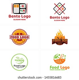 Design logo with fish bowl leaf chopsticks and grill illustration vector suitable for food restaurant label brand product barbecue