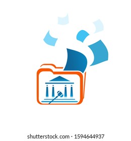 Design logo folder with symbol of law or court vector suitable for lawyers courts training services