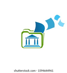 Design logo folder with symbol of law or court vector suitable for lawyers courts training services