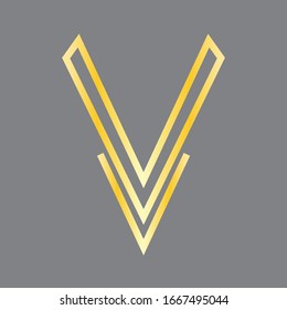 design logo fon v gold icon