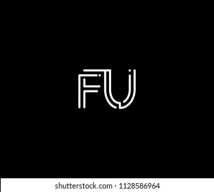 Design Logo FU Letter Monogram Modern Line Shape