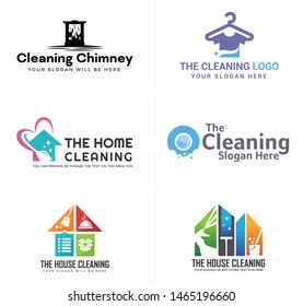 Design logo with hanger clothes and broom sprayer suitable for cleaning maintenance home business company
