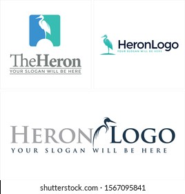 Design logo with heron illustration vector suitable for animal financial accounting consulting brand 