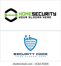 Design logo with hexagon initial H and shield tech code security vector suitable for technology provider software cyber