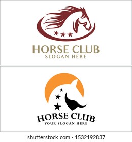 Design Logo With Horse Head Star Vector Line Art Suitable For Animal Sport Team Private Club