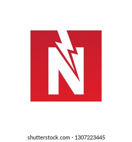 Design the logo & icon with the N letter and combine lightning. A very simple and creative design that is very suitable for your work project. Vector EPS 10.