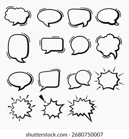 Conjunto de iconos de logotipo de diseño Doodle Chat Conversación