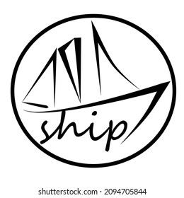 logotipo de diseño e icono de una nave con varios conceptos