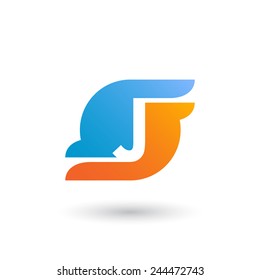 Design logo icon template with letter J. Vector Illustration.