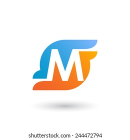 Design logo icon template with letter M. Vector Illustration.