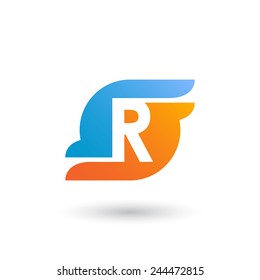Design logo icon template with letter R. Vector Illustration.