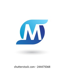 Design logo icon template with letter M. Vector illustration.