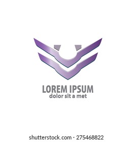 Design logo icon template with letter U. abstract wing. Company logo design.