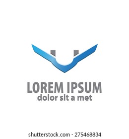 Design logo icon template with letter U. abstract wing. Company logo design.