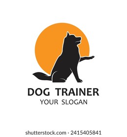 diseño de ideas de logotipo entrenando a perros de plantilla vectorial. logotipo adecuado para la compañía de entrenadores de perros, tienda de perros, tienda de alimentos para perros