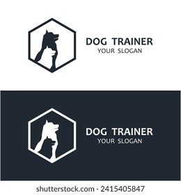 design logo ideas training dogs vector template. logo  suitable for dog trainer company, dog shop, dog food store