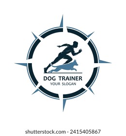 design logo ideas training dogs vector template. logo  suitable for dog trainer company, dog shop, dog food store