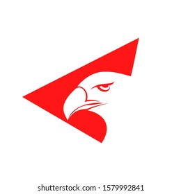design logo with an illustration of an eagle's head in the shape of a triangle