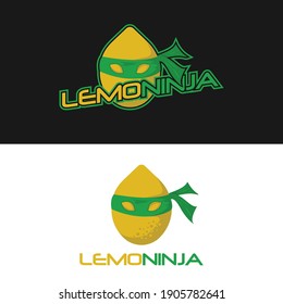 Design logo illustration from lemon fruit to lemon ninja