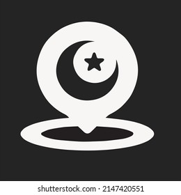 Mezquita de ilustración del logo de diseño en mapas