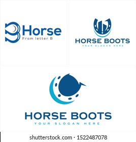 Design logo with initial B horseshoe building blue line art vector suitable for accounting financial business company horse